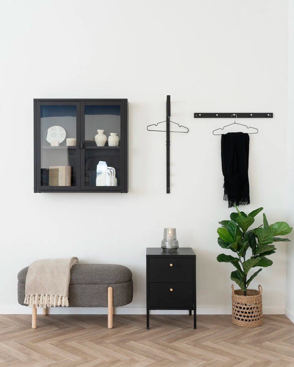 Hom & Ember - Chest with 2 Steel Drawers Black - Hom & Ember