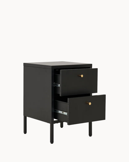 Hom & Ember - Chest with 2 Steel Drawers Black - Hom & Ember