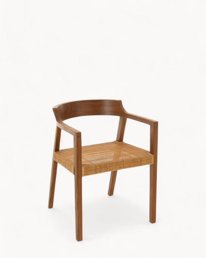 Hom & Ember - Dining Chair Teak and Rattan Look - Hom & Ember