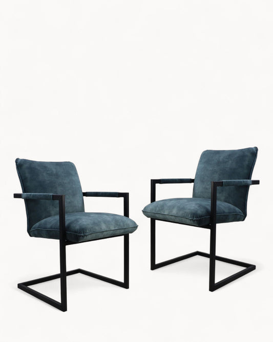 Hom & Ember - Dining Chairs Set of 2 Blue Velvet - Hom & Ember