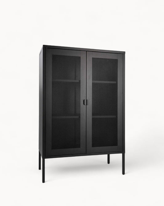 Hom & Ember - Metal Cabinet with Mesh Doors - Hom & Ember