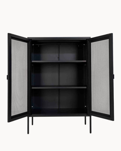 Hom & Ember - Metal Cabinet with Mesh Doors - Hom & Ember