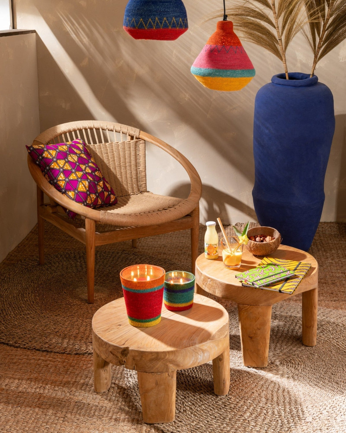 Hom & Ember - Nesting Tables Set of 2 Teak Look - Hom & Ember