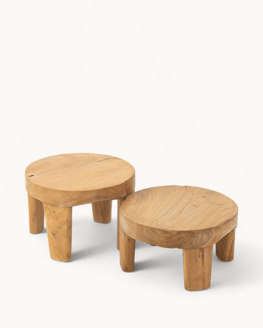 Hom & Ember - Nesting Tables Set of 2 Teak Look - Hom & Ember