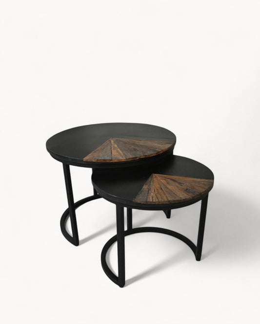 Hom & Ember - Round Table Teak and Metal Look - Hom & Ember