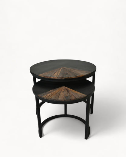 Hom & Ember - Round Table Teak and Metal Look - Hom & Ember