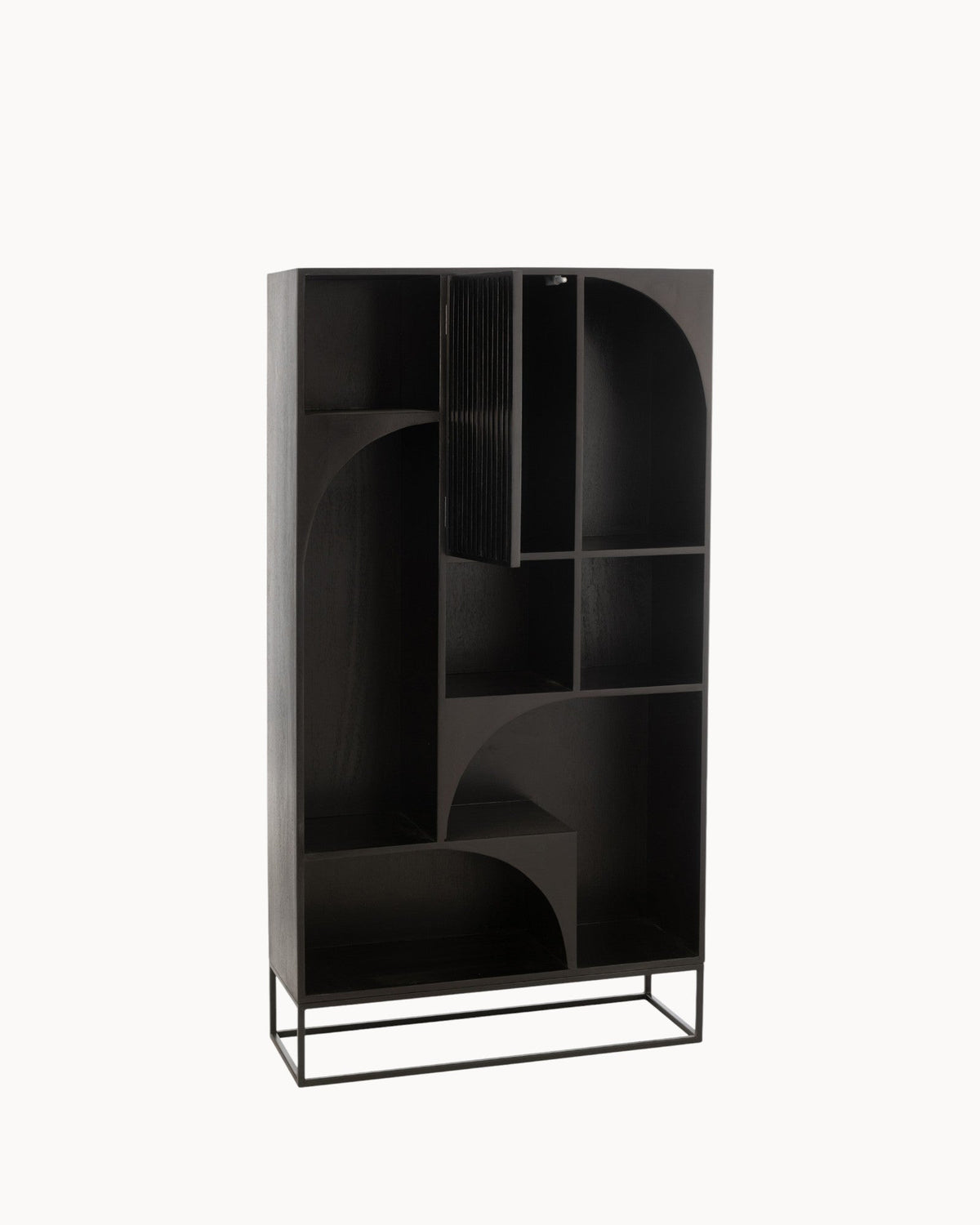 Hom & Ember - Tall Cabinet in Black Wood and MDF - Hom & Ember