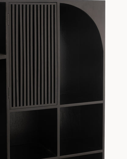 Hom & Ember - Tall Cabinet in Black Wood and MDF - Hom & Ember
