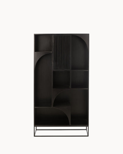 Hom & Ember - Tall Cabinet in Black Wood and MDF - Hom & Ember