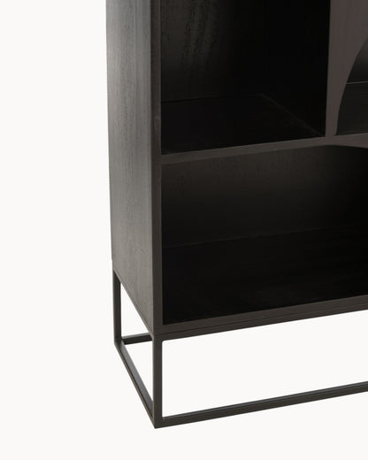 Hom & Ember - Tall Cabinet in Black Wood and MDF - Hom & Ember