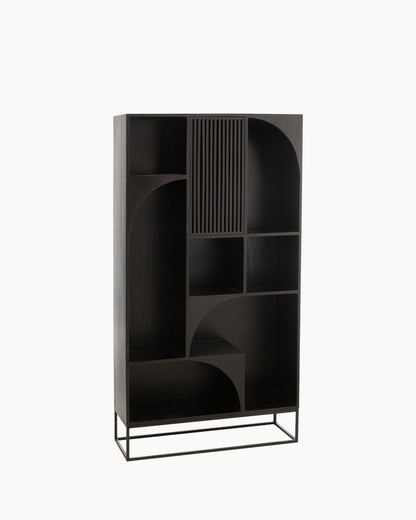 Hom & Ember - Tall Cabinet in Black Wood and MDF - Hom & Ember