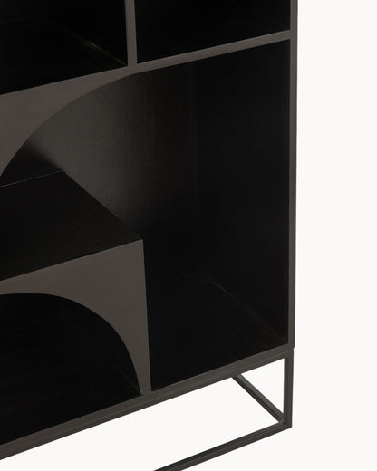 Hom & Ember - Tall Cabinet in Black Wood and MDF - Hom & Ember